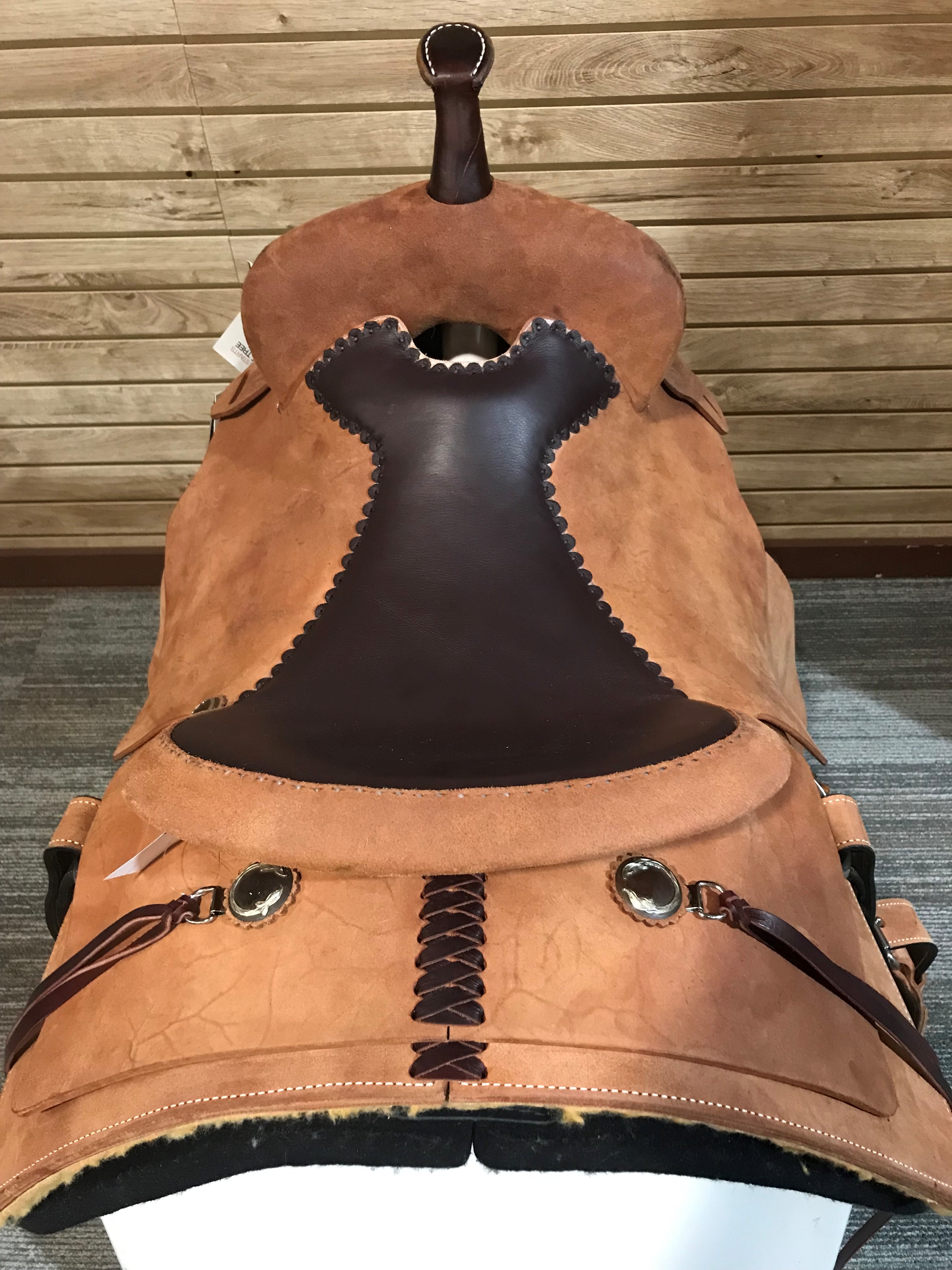 16" Wide Cody Crow Ranch Rider Roughout Work Saddle by Circle Y Saddlery